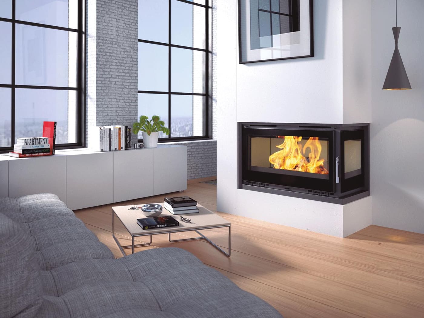 Holzeinsatz mit ventilierter Ecke - FIREMATIC Eden-D 13,3 kW