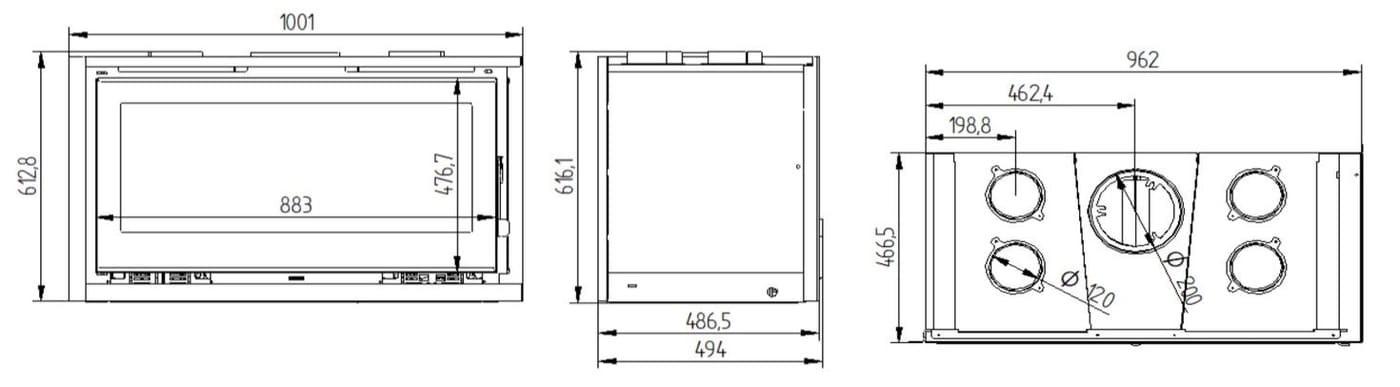 Holzeinsatz mit ventilierter Ecke - FIREMATIC Eden-D 13,3 kW