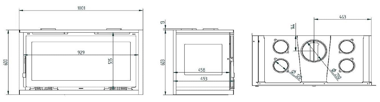 Holzeinsatz Eck ventilé - FIREMATIC Eden-I 13,3 kW