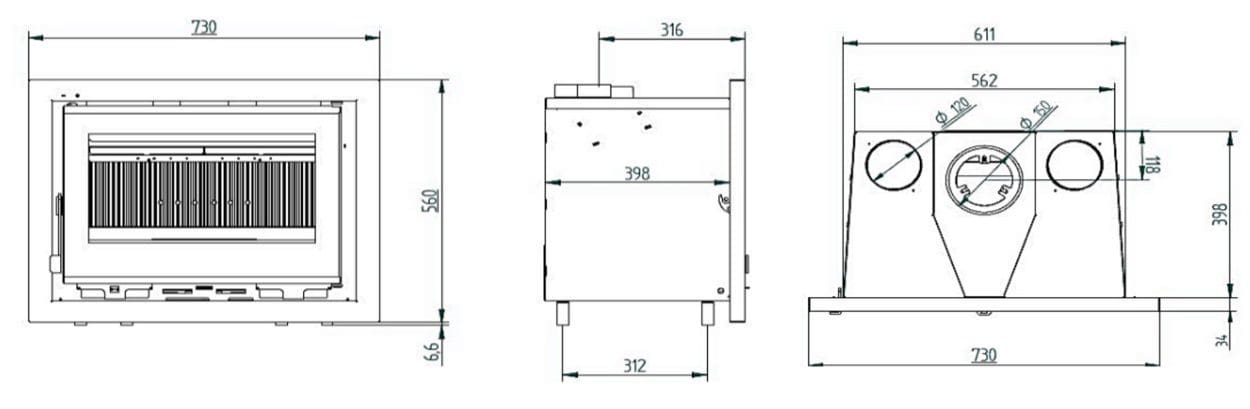 Ventilated wooden Einsatz - FIREMATIC Nara 12,6 kW