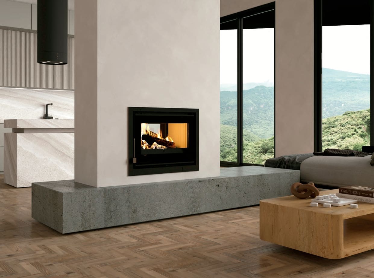 Belüfteter Holzeinsatz 2 anschließbare Scheiben - FIREMATIC Sina 12,6 kW