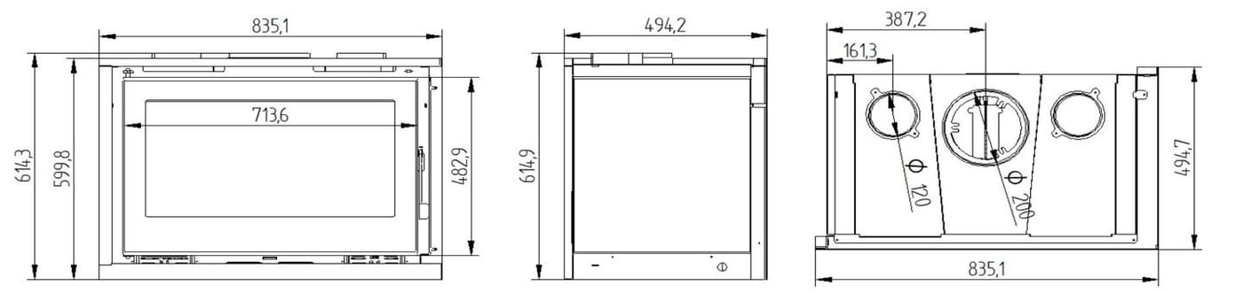 Holzeinsatz 2 verglaste Belüftung - FIREMATIC Jenn-I 12,8 kW