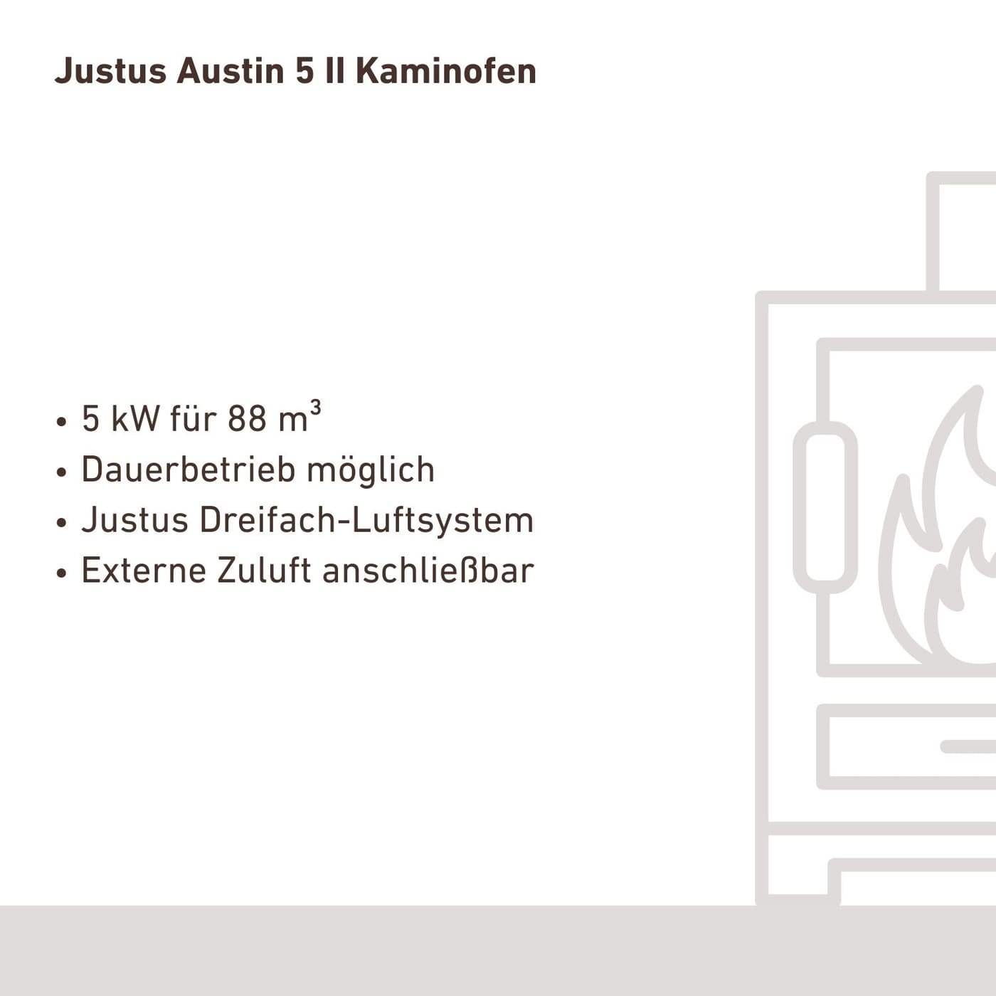 Justus Austin 5 II Kaminofen 5 kW Stahl