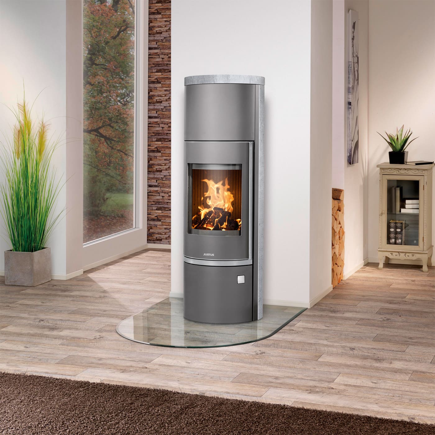 Justus Faro W 2.0 mit -Verkleidung Kaminofen 7 kW Gussgrau