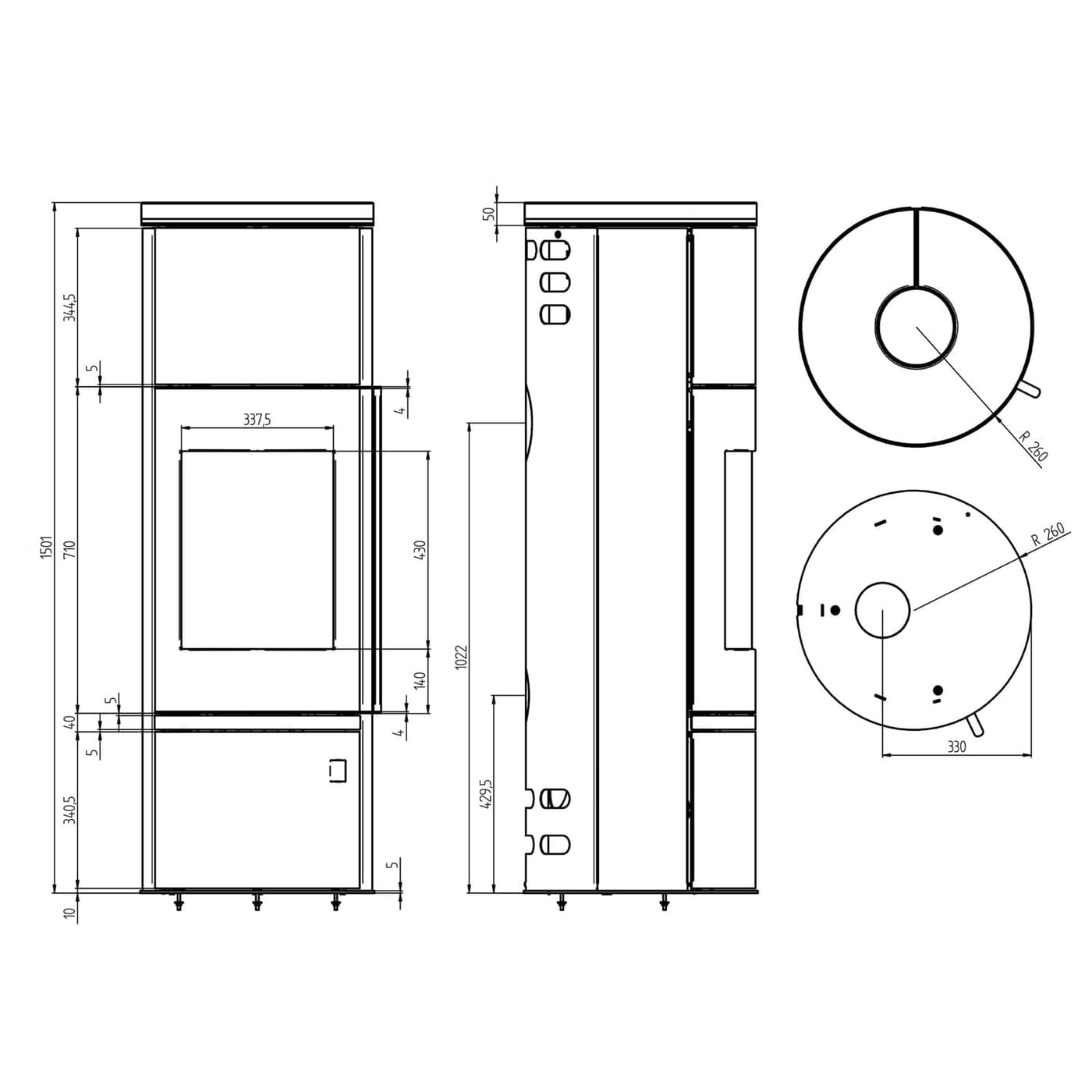 Justus Faro W 2.0 mit -Verkleidung Kaminofen 7 kW Gussgrau