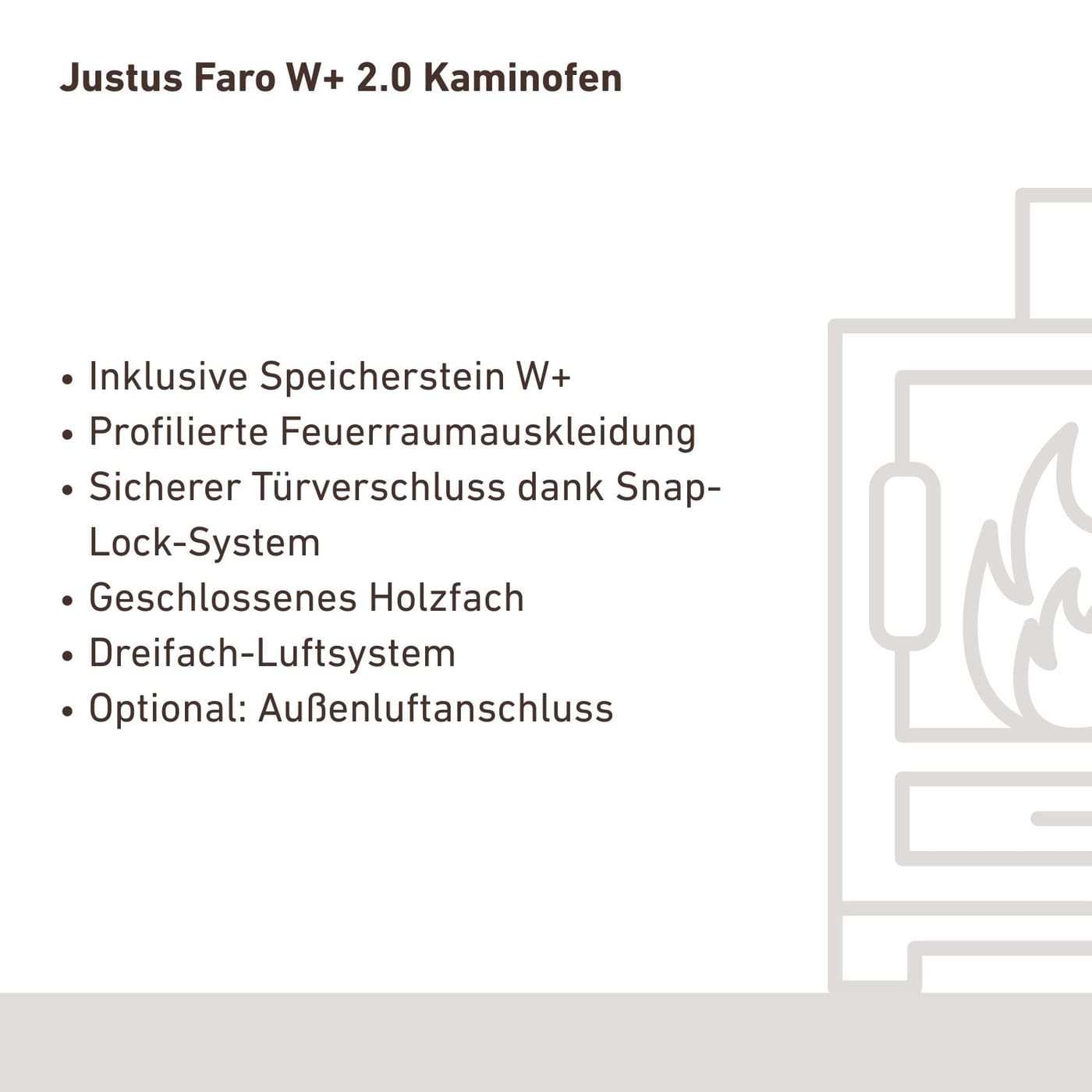 Justus Faro W 2.0 mit -Verkleidung Kaminofen 7 kW Gussgrau