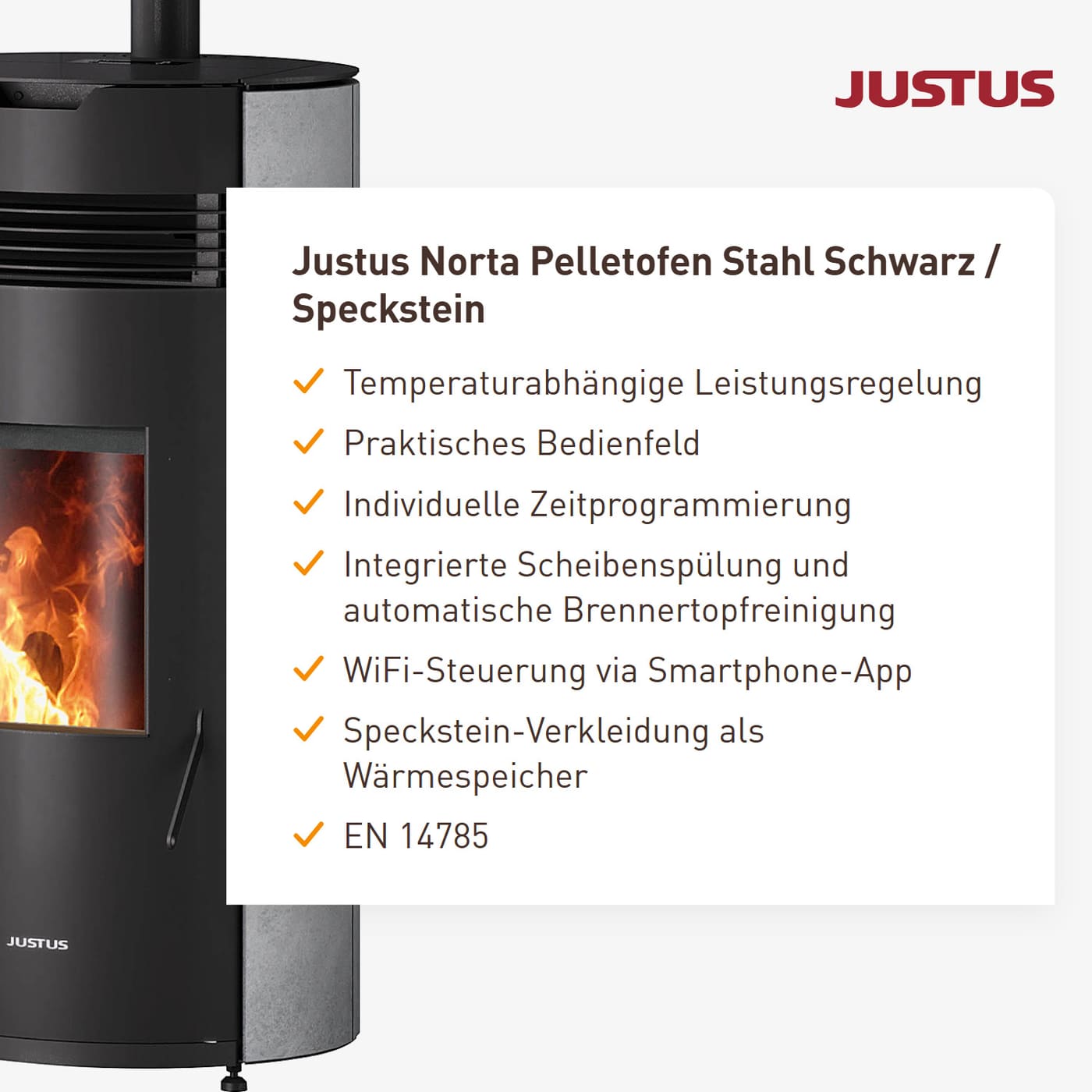 Justus Norta Pelletofen 8 kW Speckstein