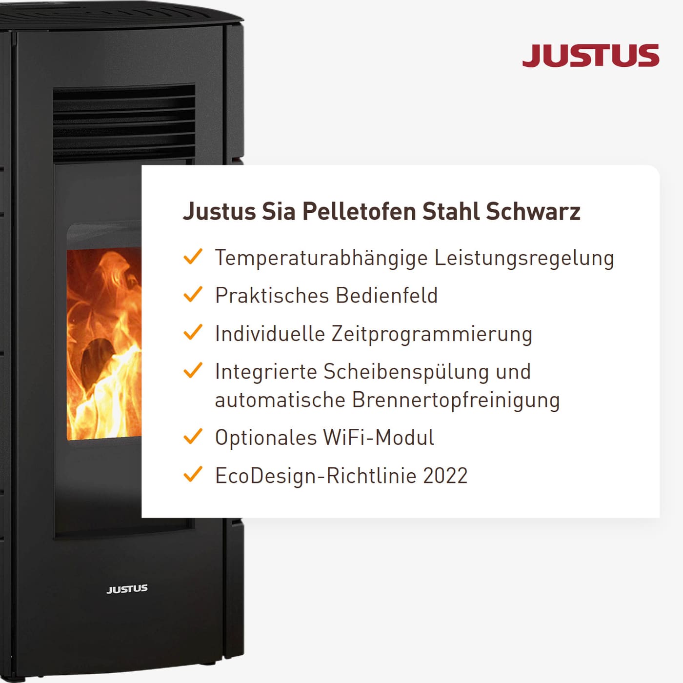 Justus Sia Pelletofen 8 kW Stahl