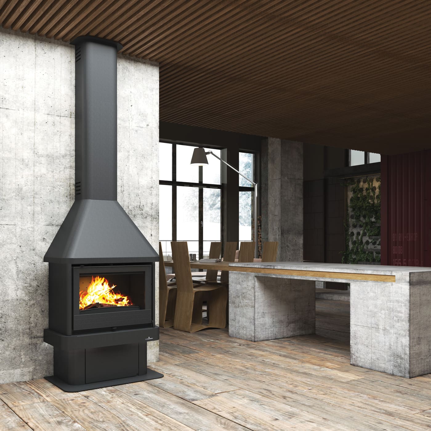 Holzkamin ventilierbar anschließbar - BRONPI Lisboa 12 kW