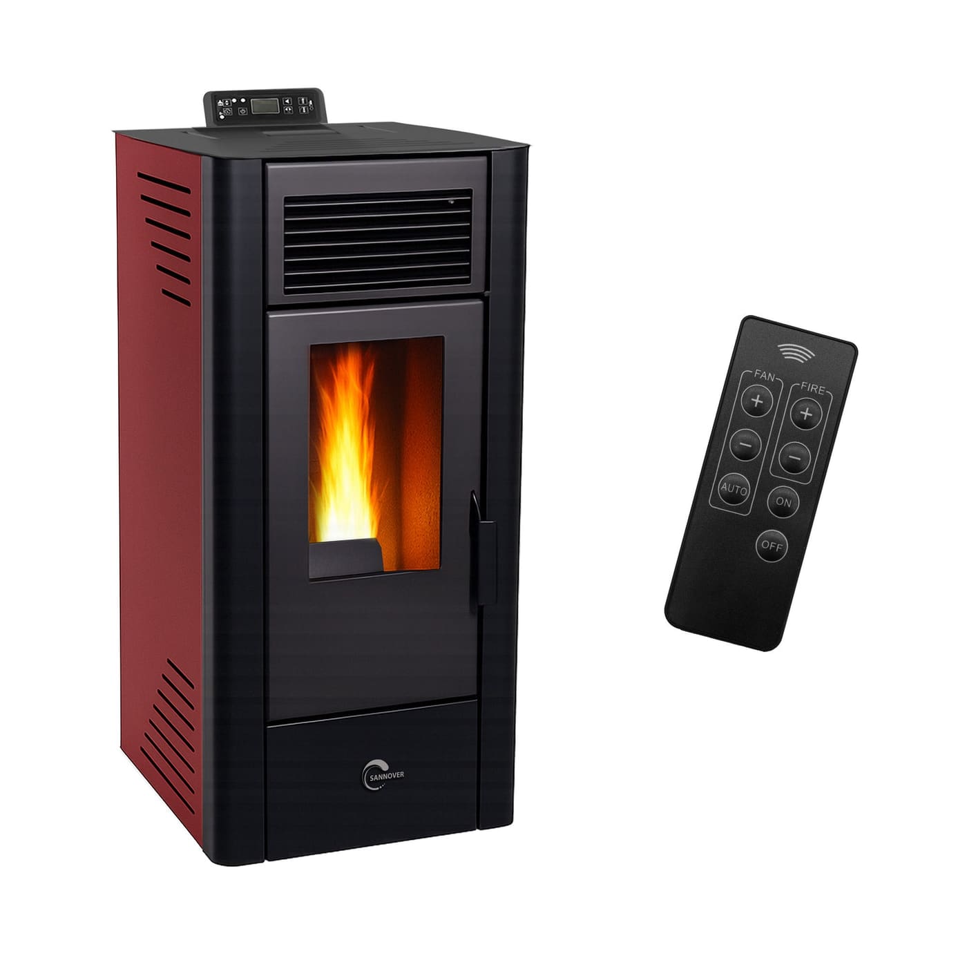Pelletofen raumluftunabhängig Anita 11,6 kW Bordeaux Sannover + Installationsset