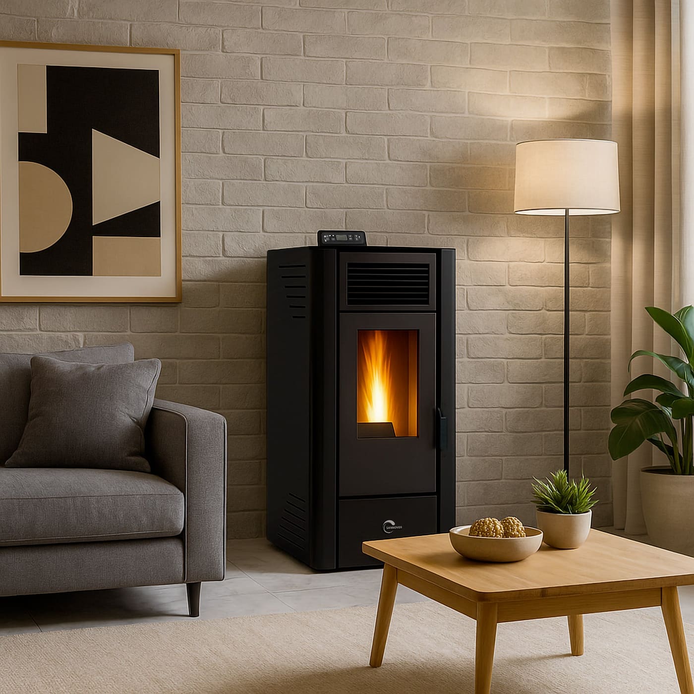 Pelletofen raumluftunabhängig Anita 11,6 kW Noir Sannover + Installationsset