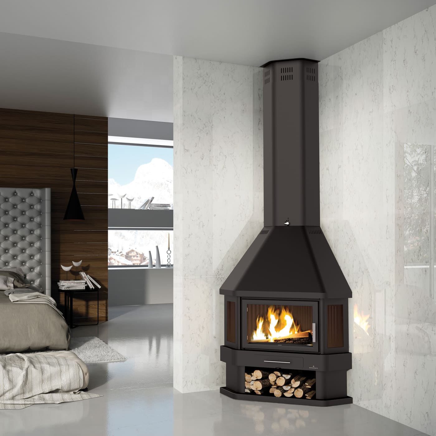 Eck-Holzkamin - BRONPI Lorca - R 14 kW