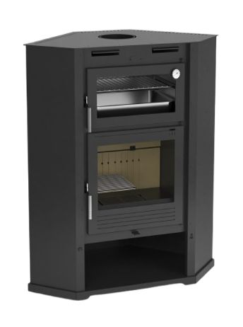 Holzofen Ecke belüftet mit Backfach - FIREMATIC Flint 9,5 kW