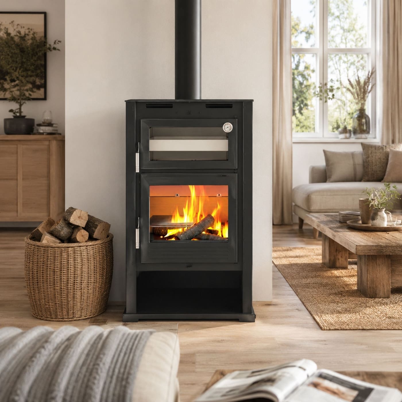 Belüfteter Holzofen mit Backfach - FIREMATIC Kentucky 9,5 kW