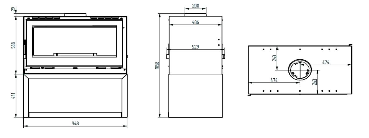 Belüfteter Holzofen 2 Scheiben - FIREMATIC Ottawa - L 13,5 kW