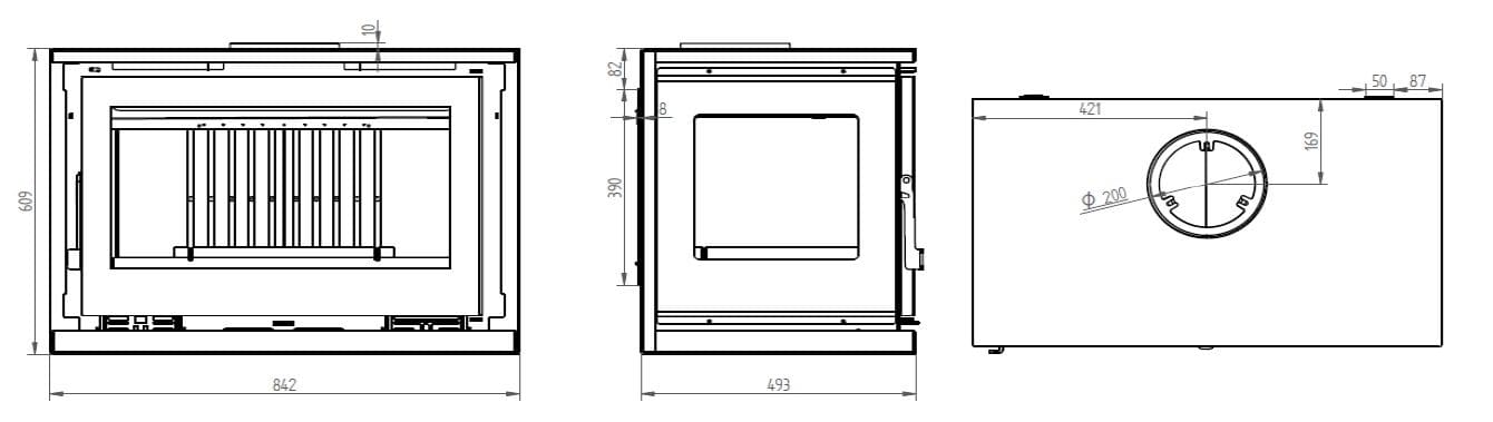 Belüfteter Holzofen anschließbar, 3 Scheiben freistehend - FIREMATIC CALGARY - M 12,8 kW