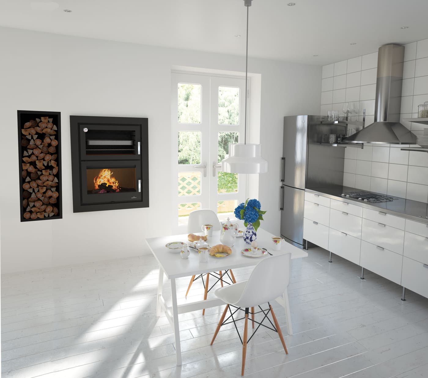Holzeinsatz anschließbar mit Backfach - BRONPI Murano - E 14 kW