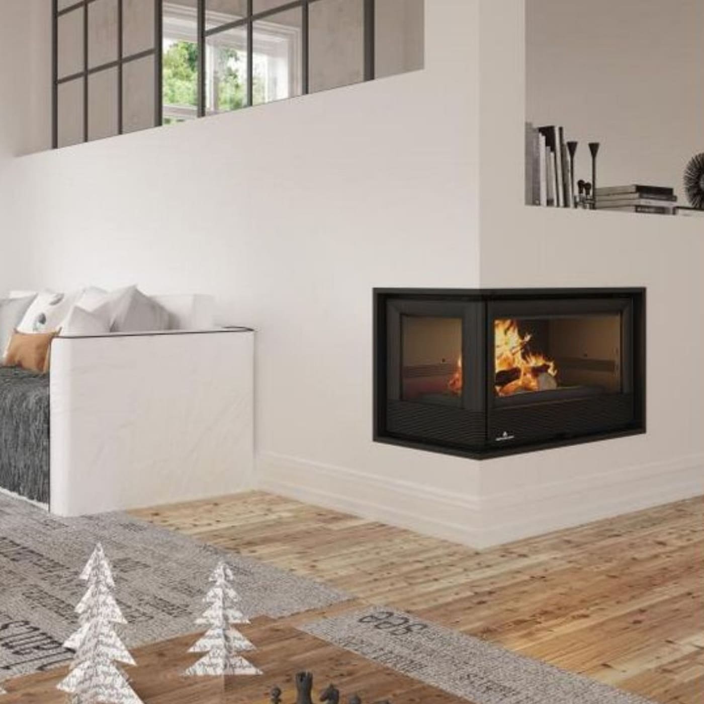Holzeinsatz 2 belüftete Scheiben, kanalisierbar - BRONPI Paris 70 EI 11 kW