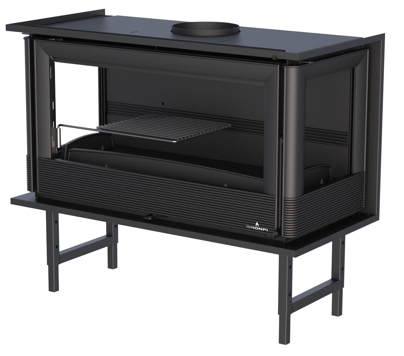 Holzeinsatz 3 Scheiben, belüftet, kanalisierbar - BRONPI Paris 90 3C 13 kW