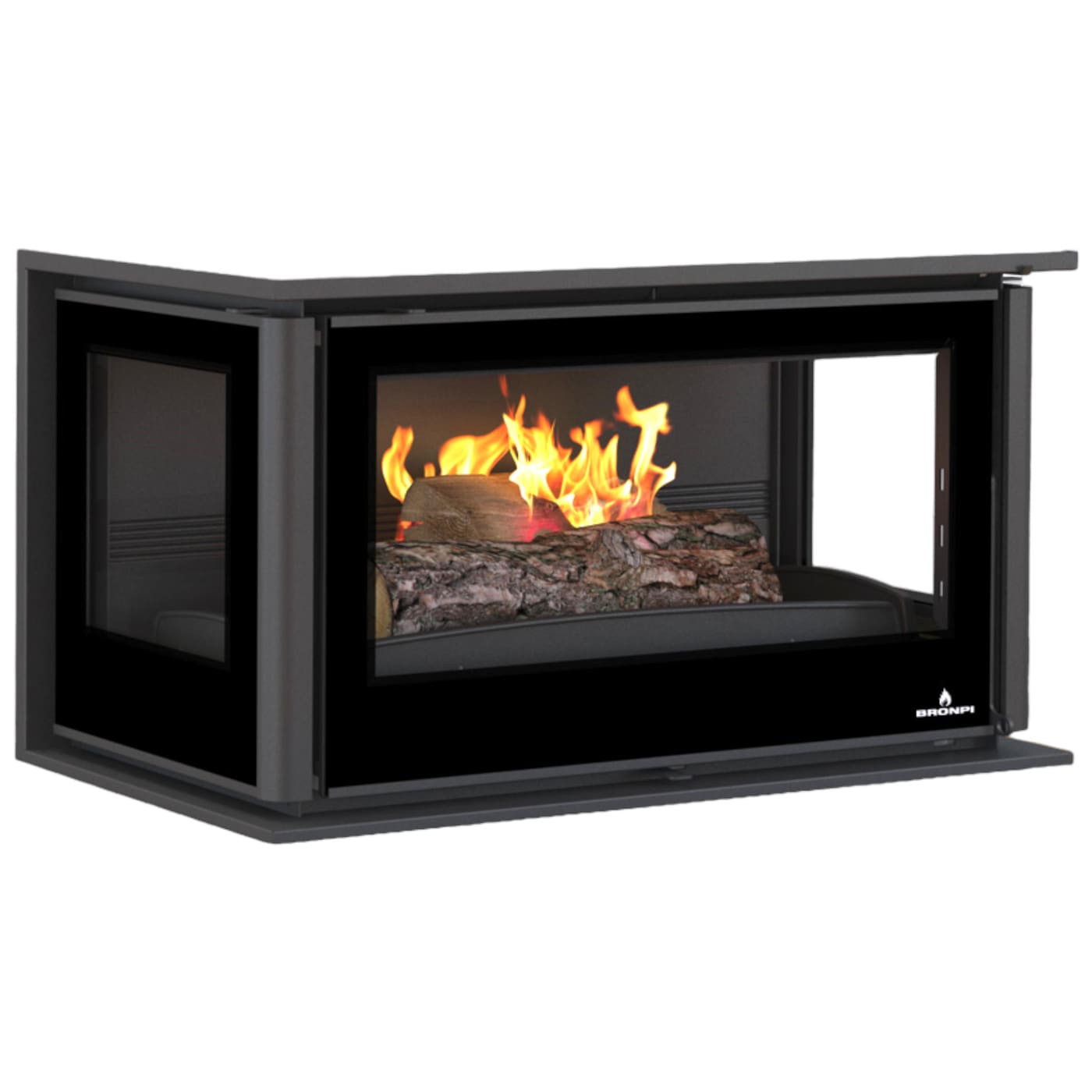 Holzeinsatz 3 Scheiben, belüftet, kanalisierbar - BRONPI Paris 90 3C 13 kW