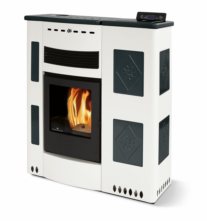 Extra-flacher Keramik-Pelletofen - ORIGINE PHEBO Iris Maxi 11,5 kW