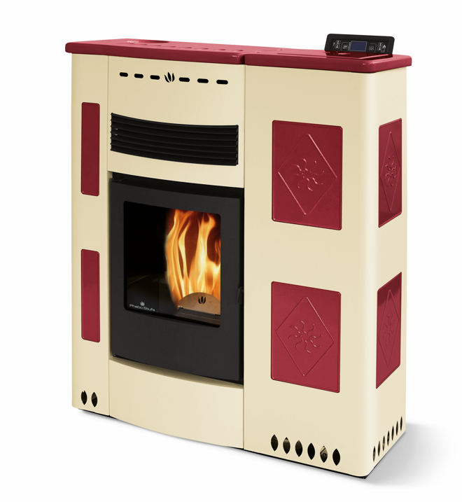 Extra-flacher Keramik-Pelletofen - ORIGINE PHEBO Iris Maxi 11,5 kW