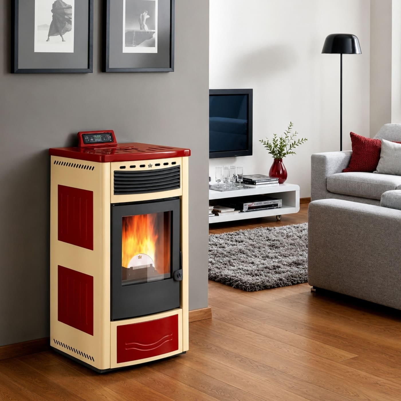 Pelletofen aus Keramik - ORIGINE PHEBO Maia Bicolore 12.7 kW