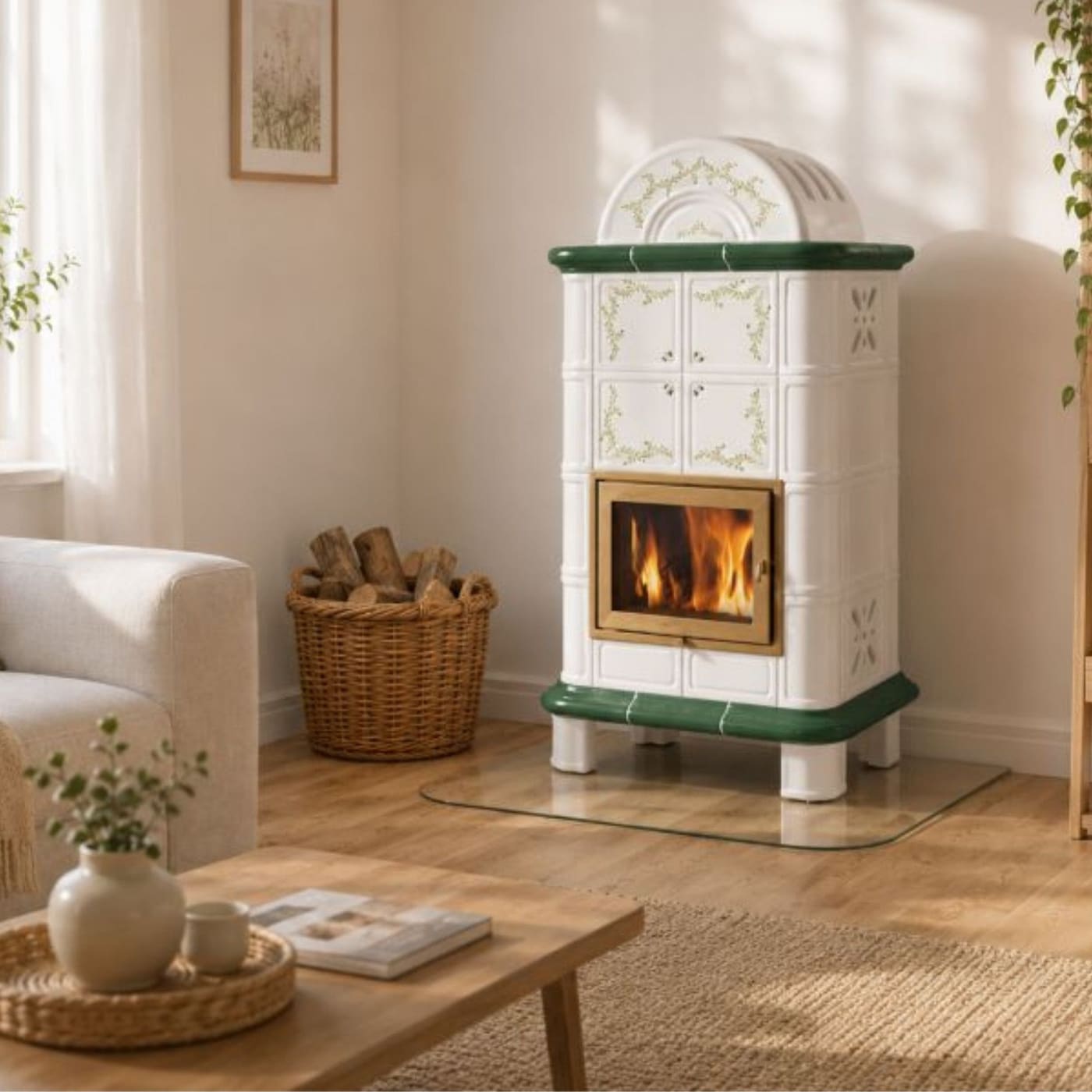 Holzofen aus Keramik - ORIGINE PHEBO Diana-Dôme Dekor 11,8 kW