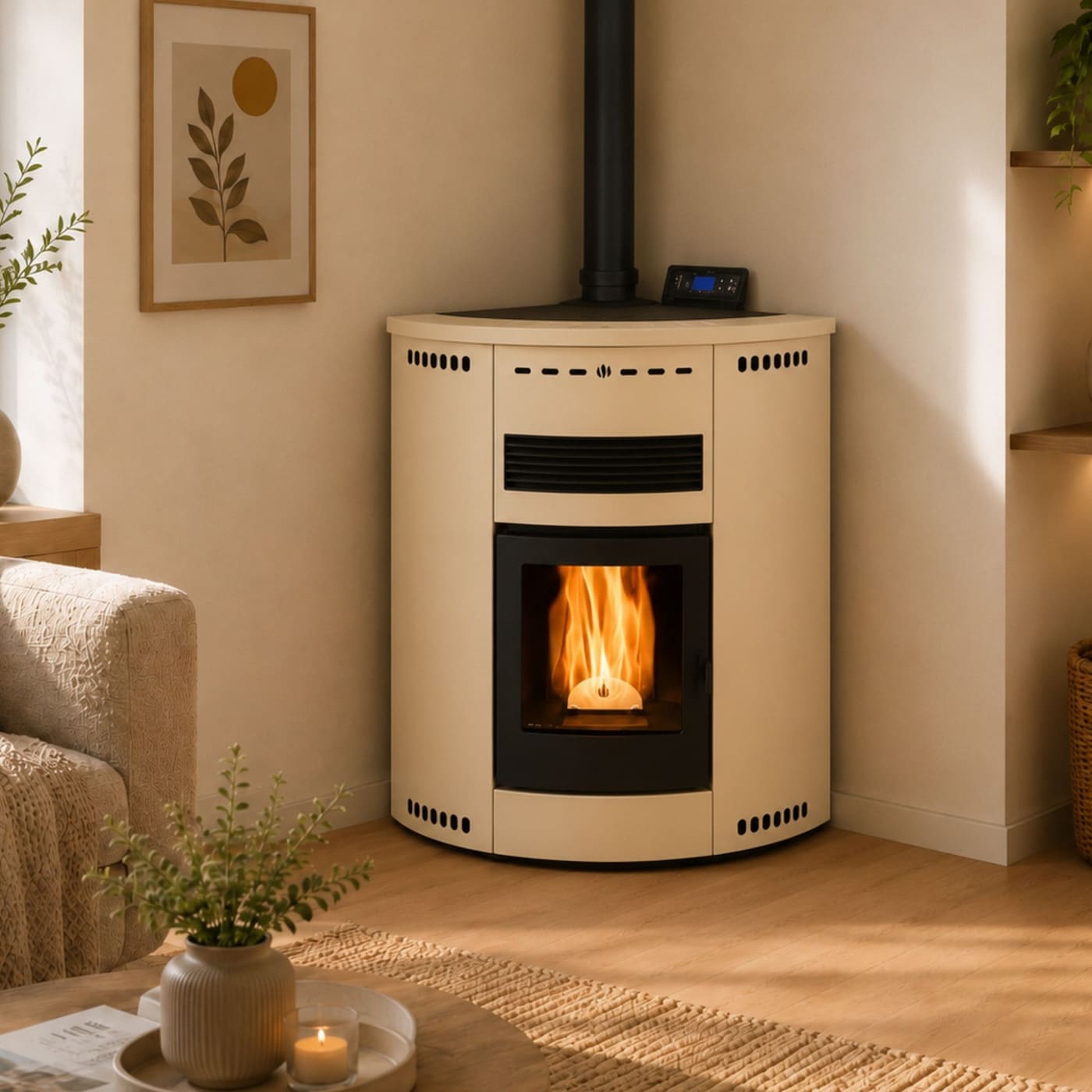 Pelletofen Eck kanalisierbar - ORIGINE PHEBO Asia MAXI 12.7 kW