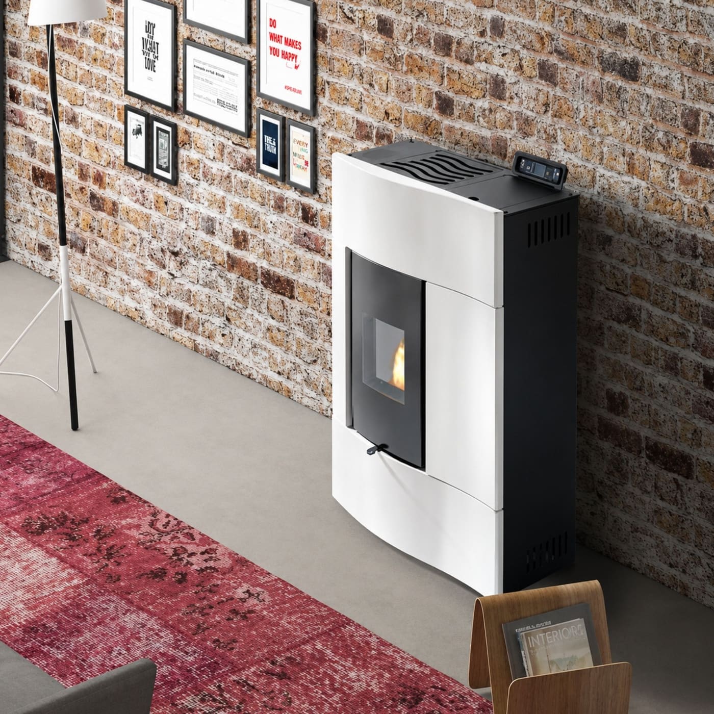 Extra flacher Pelletofen aus Keramik - ORIGINE PHEBO Chimera 4,7 kW