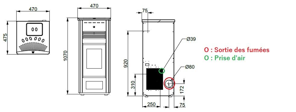 Pelletofen aus Keramik - ORIGINE PHEBO Gea Bicolore 5S-XL 7.5 kW