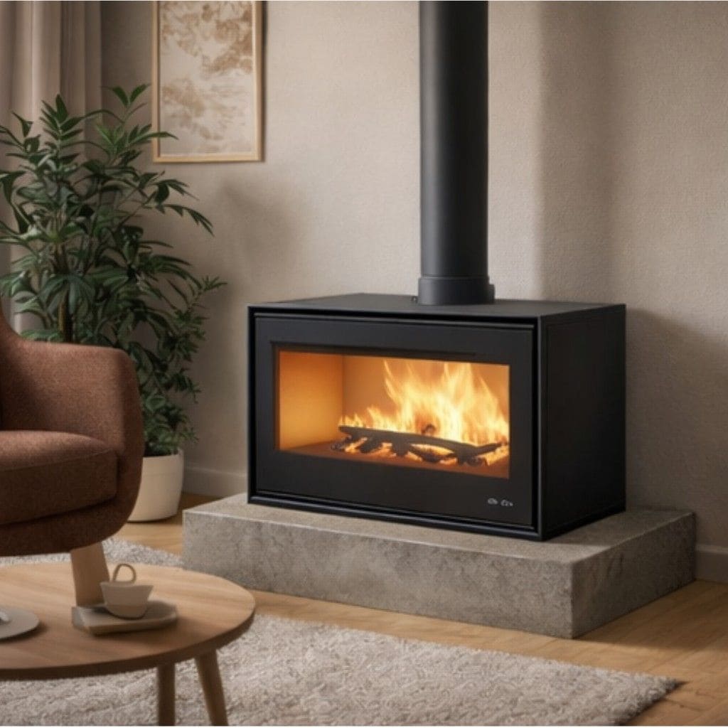 Belüfteter Holzofen mit Büchern - BRONPI Bimba 70 12 kW
