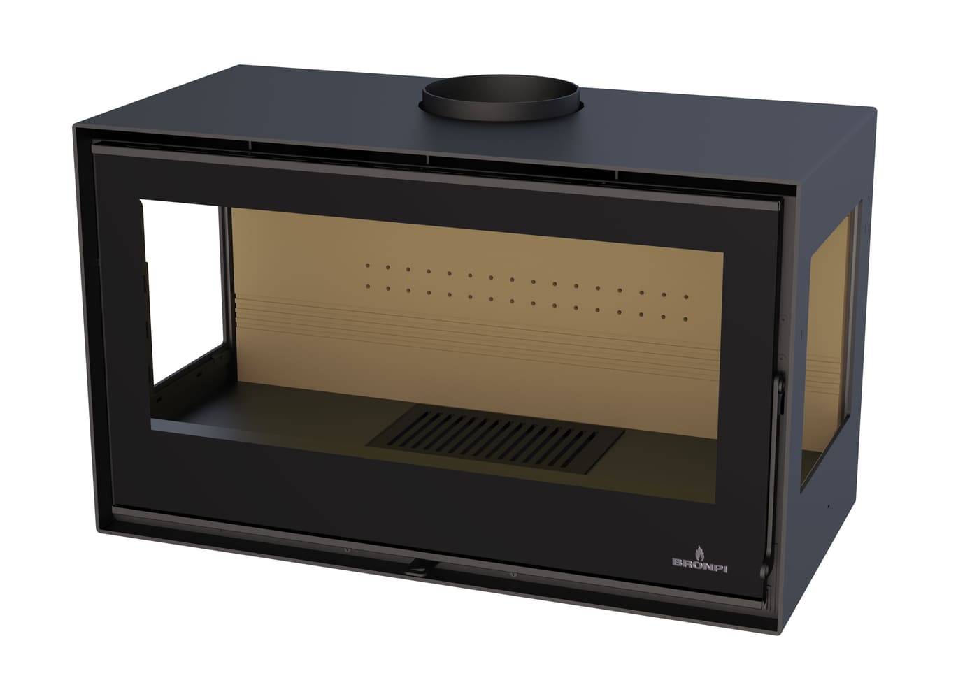 Holzofen 3 verglaste Türen, belüftet, mit Holzofenfach - BRONPI Bimba 90 3C 13 kW