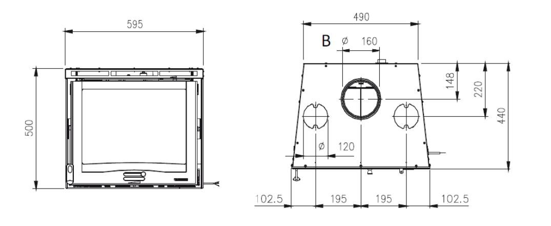 Belüfteter Holzeinsatz - LA NORDICA Inserto 60.16 6,5 kW