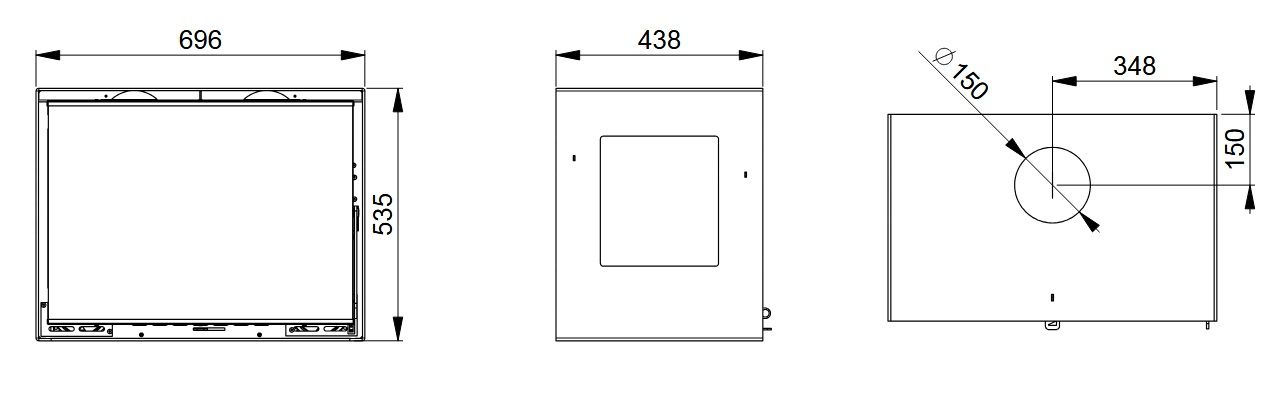 Holzofen 3 Sichtscheiben belüftet mit Holzfach - BRONPI Bimba 70 3C 10 kW