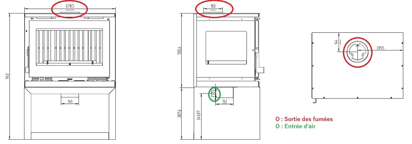 Holzofen anschließbar 3 Scheiben mit Holz - FIREMATIC Calgary - S 12,5 kW
