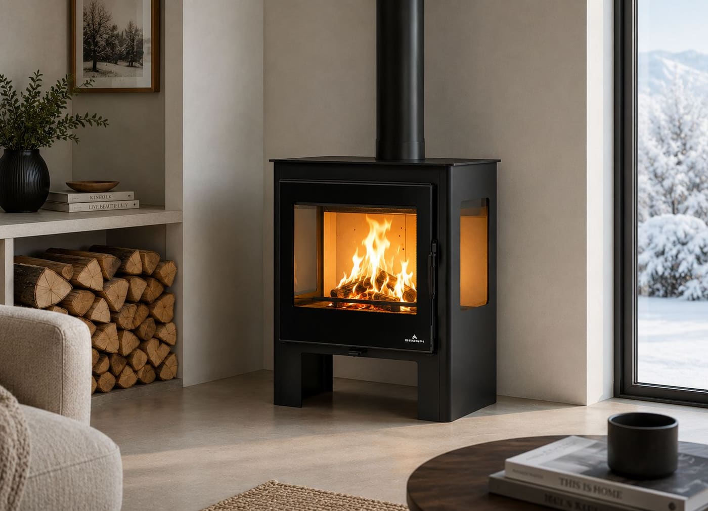 Holzofen 3 vitres anschließbar - BRONPI Loreto 10 kW