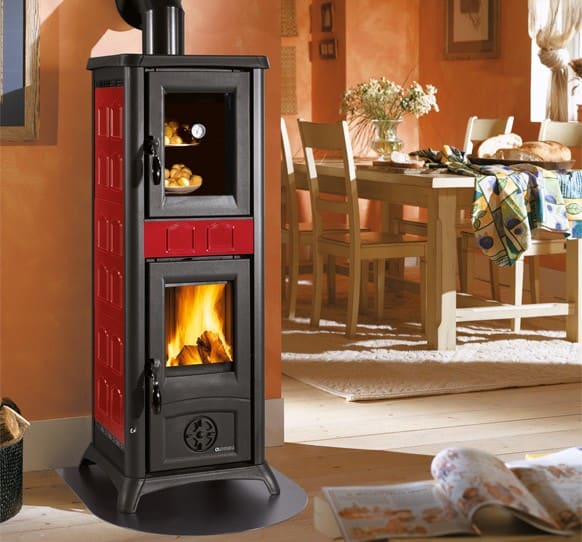 Holzofen mit Backfach - LA NORDICA Gemma Forno 5.0 Ceramica Bordeaux 7.3 kW