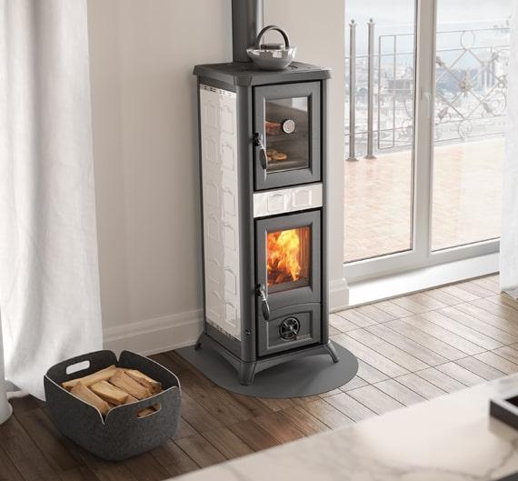 Holzofen mit Backfach - LA NORDICA Gemma Forno 5.0 Ceramica Bordeaux 7.3 kW