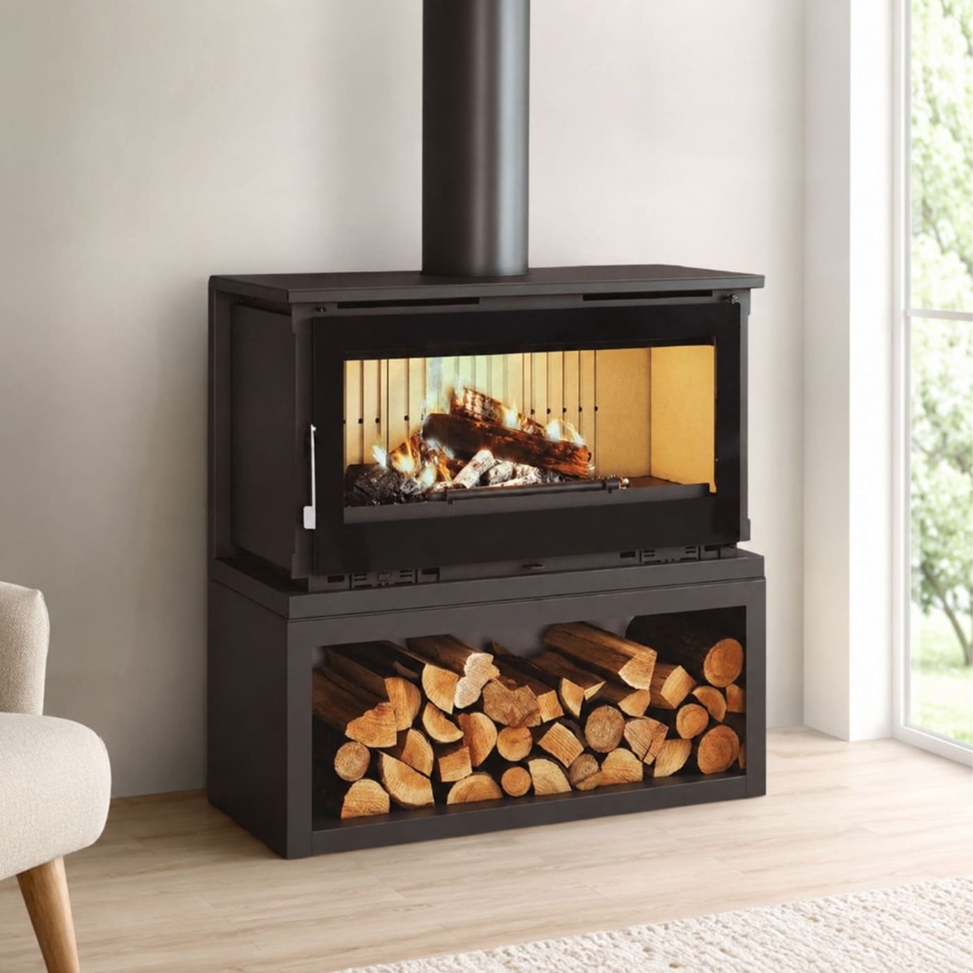 Holzofen anschließbar mit Büchern - FIREMATIC Toronto - S 12,6 kW
