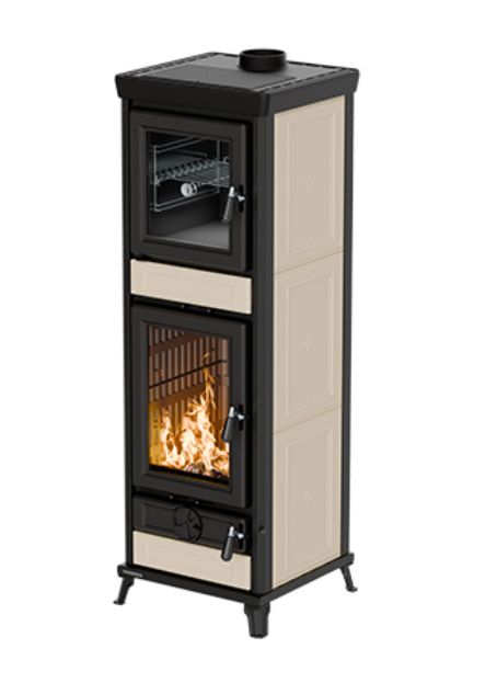 Holzofen mit Backfach - THERMOROSSI Anna Evo5 Maiolica 12.5 kW
