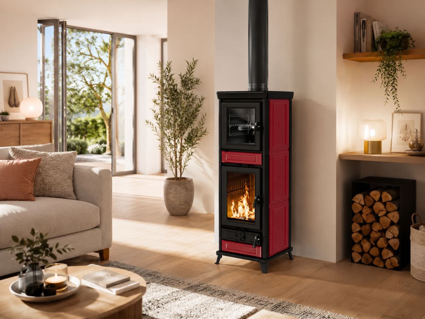 Holzofen mit Backfach - THERMOROSSI Anna Evo5 Maiolica 12.5 kW