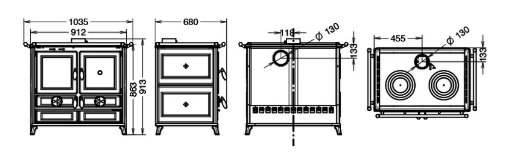 Holz-Küchenherd aus Keramik - THERMOROSSI Viola Evo 12,1 kW