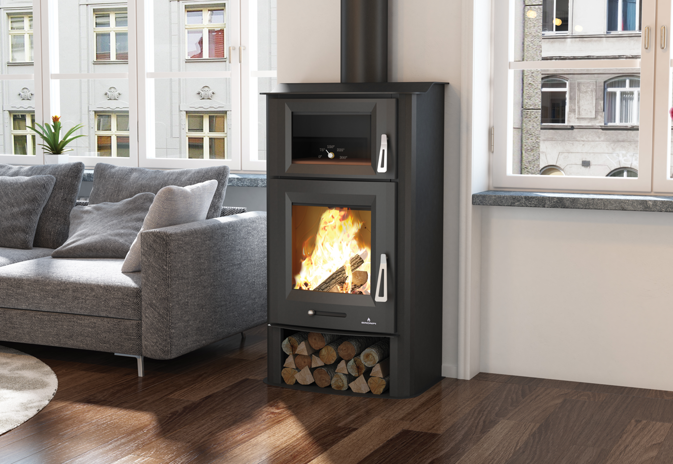 Holzofen mit Backfach - BRONPI Tudela 12 kW