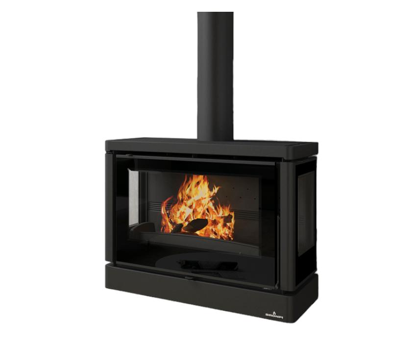 Aufhängbarer Holzofen anschließbar belüftet 3 Scheiben - BRONPI Versailles - C 10 kW