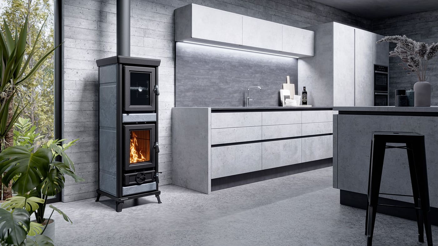 Holzofen mit Backfach en pierre - THERMOROSSI Agnese Stone 7.5 kW