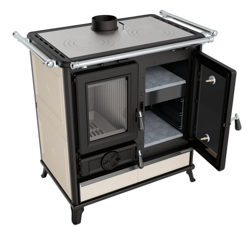 Holz-Küchenherd aus Keramik - THERMOROSSI Melissa Evo Maiolica 7,8 kW